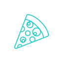icono de pizza en azul
