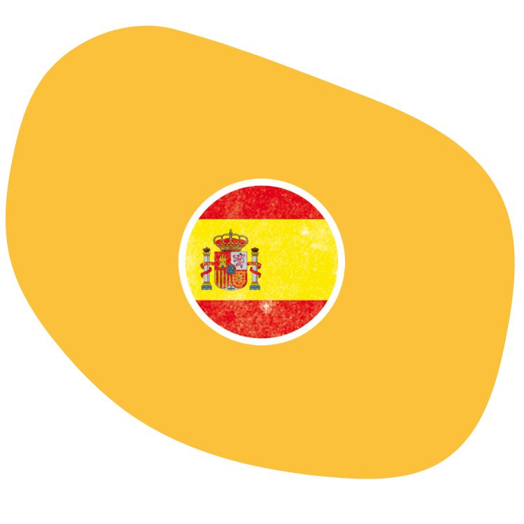 Bandiera spagnola in cerchio su sfondo giallo