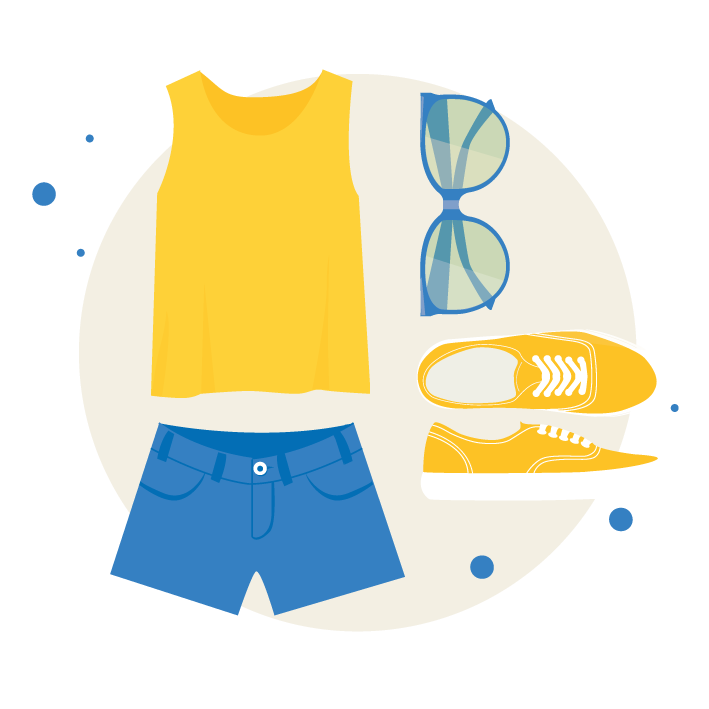disegno colorato di indumenti leggeri per l'estate