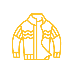 disegno in giallo di una giacca per vestirsi a strati