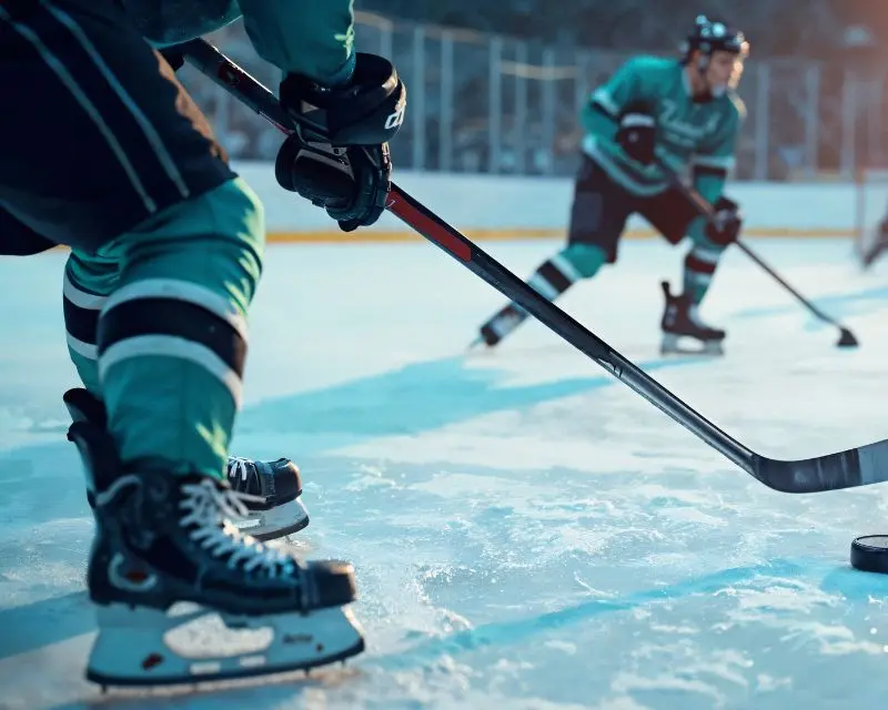Ragazzo gioca a hockey, sport simbolo del Canada.